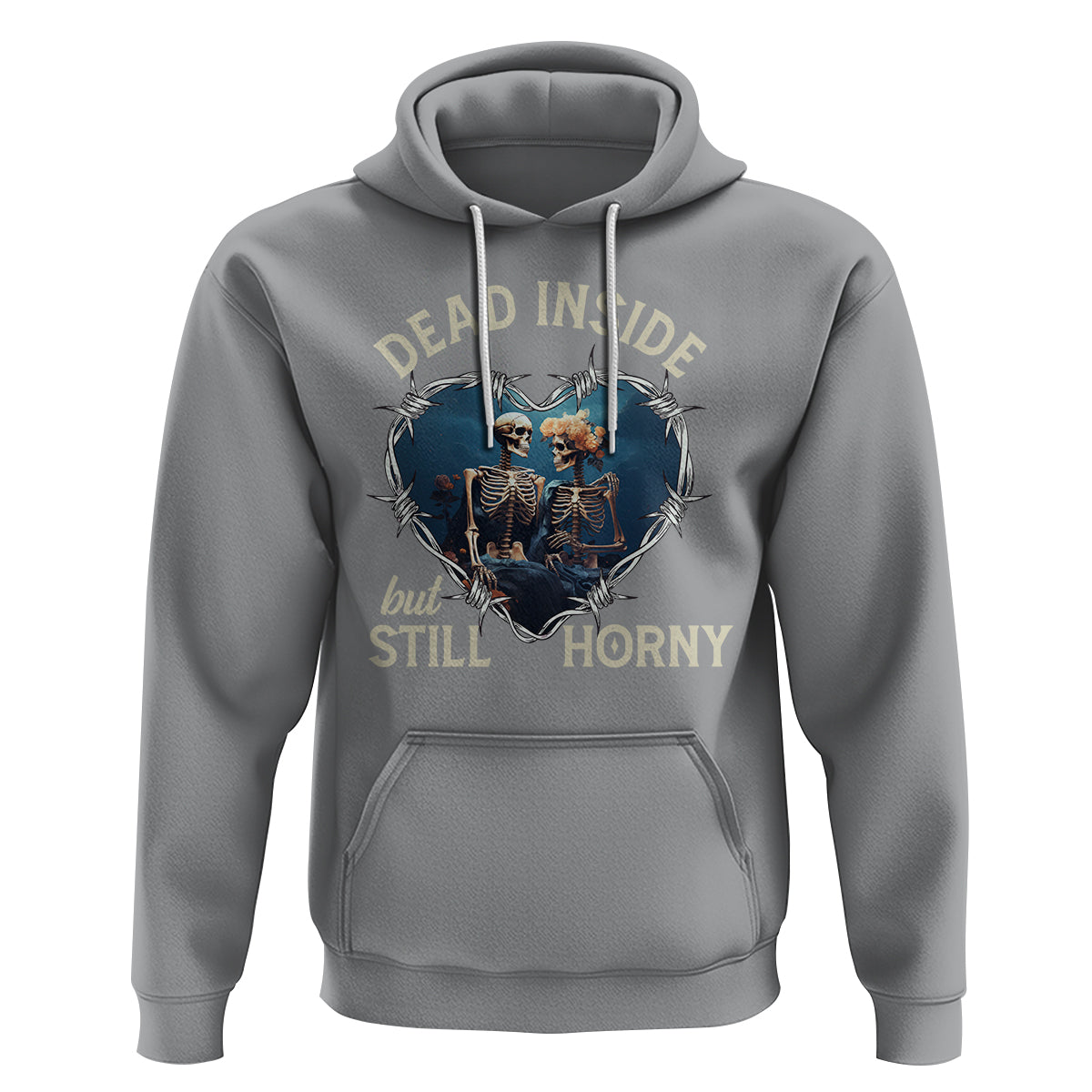Dead Inside But Still Horny Skeleton Couple Valentine's Day Hoodie - Wonder Print Shop