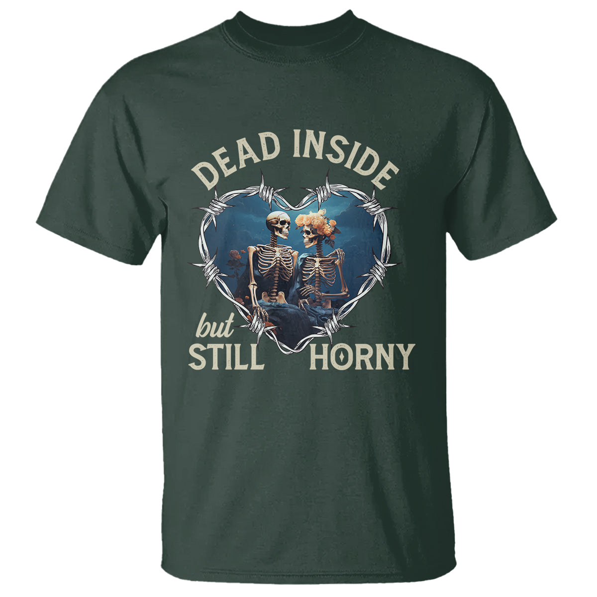 Dead Inside But Still Horny Skeleton Couple Valentine's Day T Shirt - Wonder Print Shop