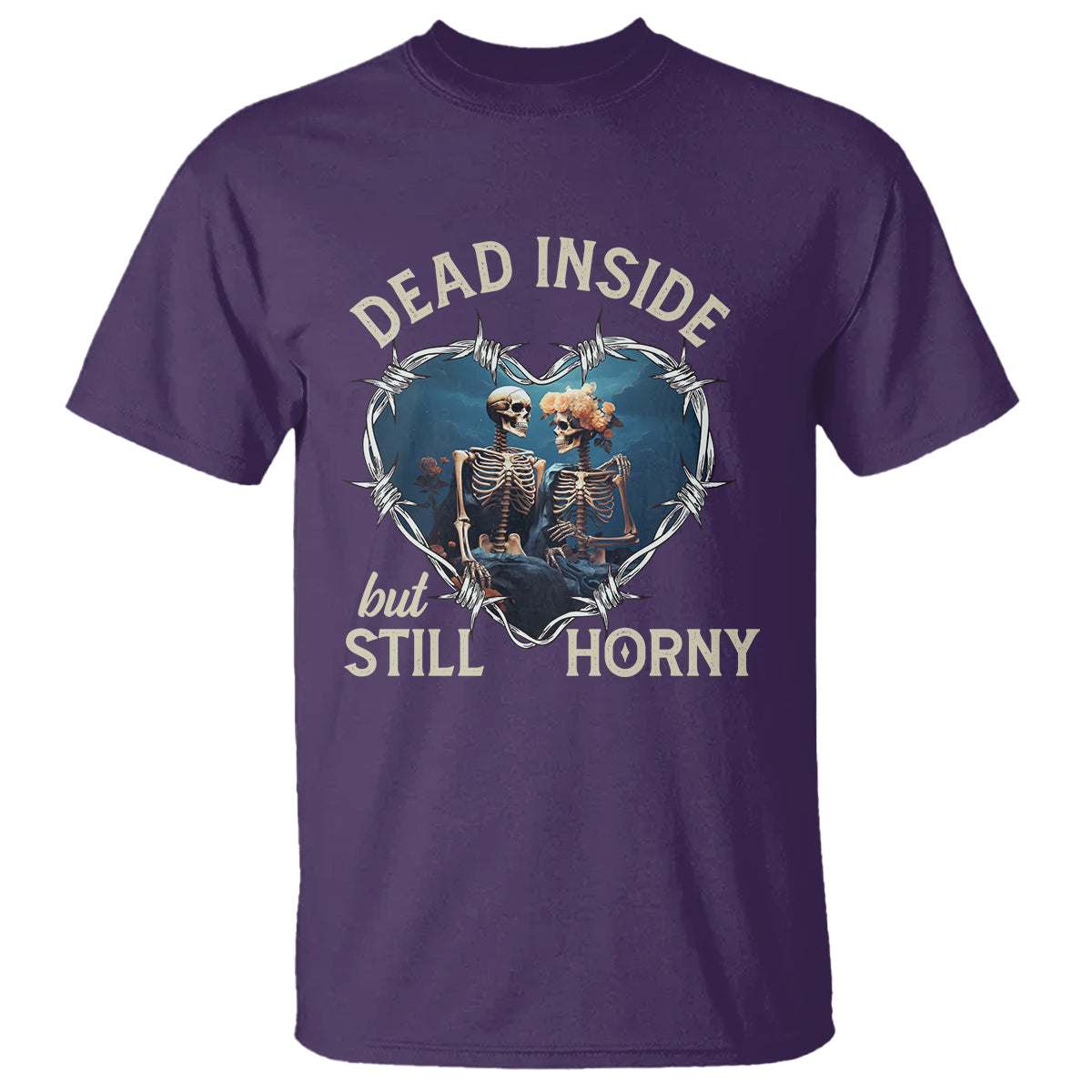 Dead Inside But Still Horny Skeleton Couple Valentine's Day T Shirt - Wonder Print Shop