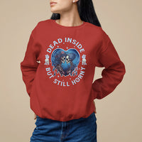 Lesbian Skeleton Couple Valentine's Day Sweatshirt Dead Inside But Still Horny - Wonder Print Shop