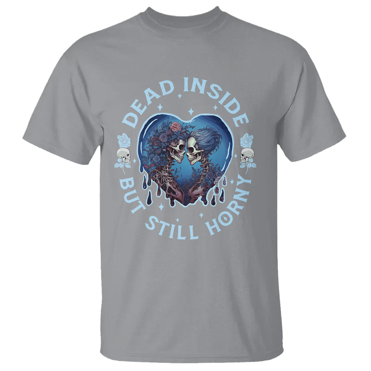 Lesbian Skeleton Couple Valentine's Day T Shirt Dead Inside But Still Horny - Wonder Print Shop