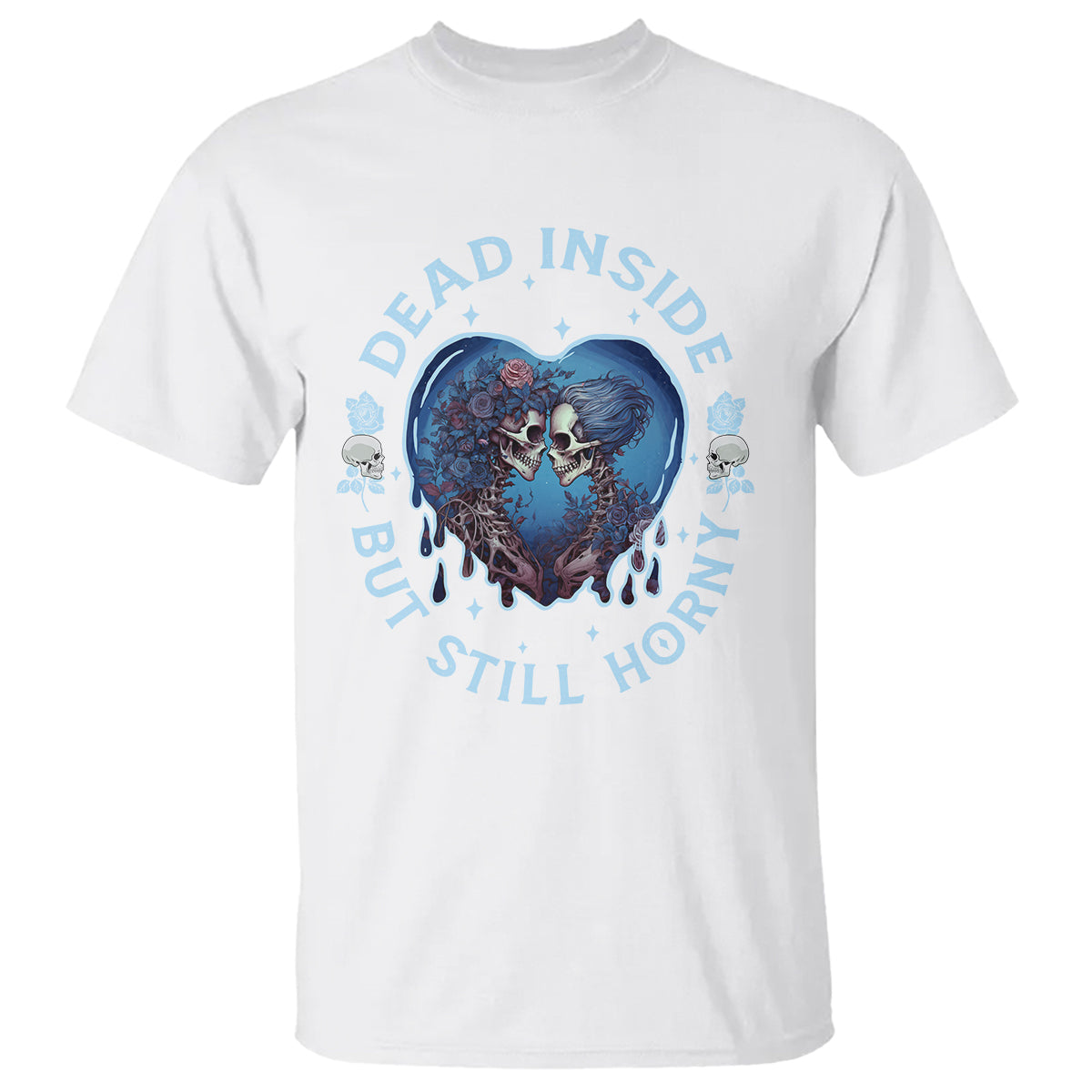 Lesbian Skeleton Couple Valentine's Day T Shirt Dead Inside But Still Horny - Wonder Print Shop