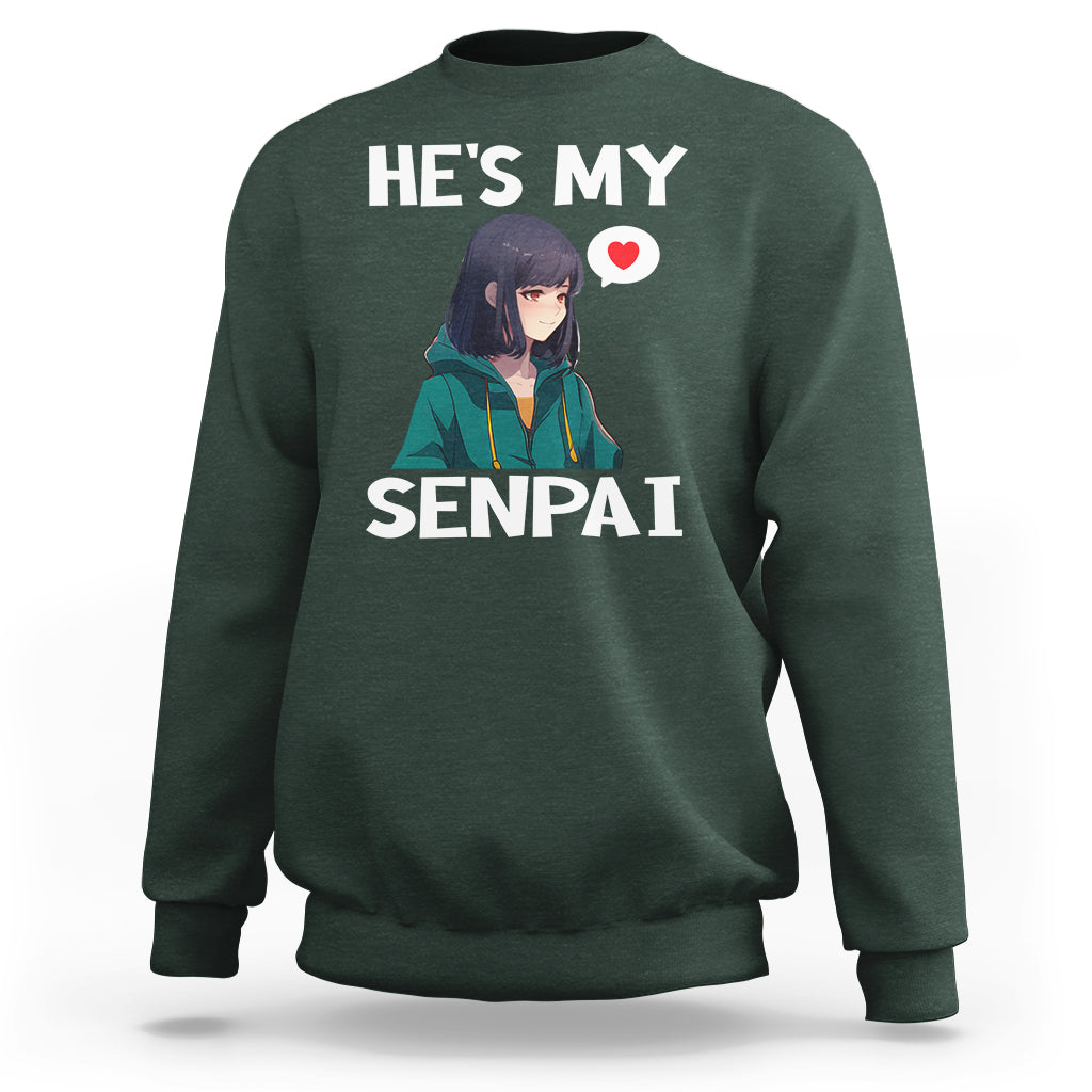 Valentine's Day Couple Matching Sweatshirt He's My Senpai Funny Anime Girlfriend - Wonder Print Shop