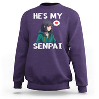 Valentine's Day Couple Matching Sweatshirt He's My Senpai Funny Anime Girlfriend - Wonder Print Shop