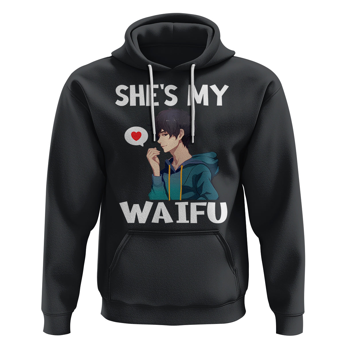 Valentine's Day Couple Matching Hoodie She's My Waifu Funny Anime Boyfriend - Wonder Print Shop