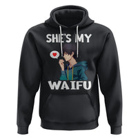 Valentine's Day Couple Matching Hoodie She's My Waifu Funny Anime Boyfriend - Wonder Print Shop