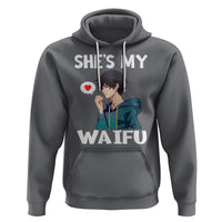 Valentine's Day Couple Matching Hoodie She's My Waifu Funny Anime Boyfriend - Wonder Print Shop