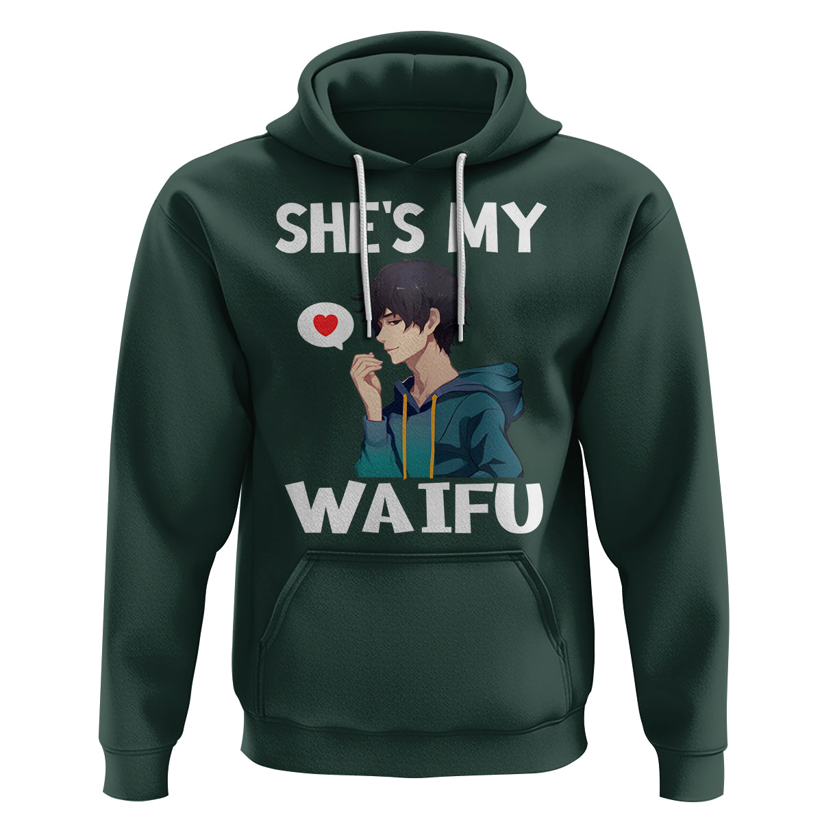 Valentine's Day Couple Matching Hoodie She's My Waifu Funny Anime Boyfriend - Wonder Print Shop