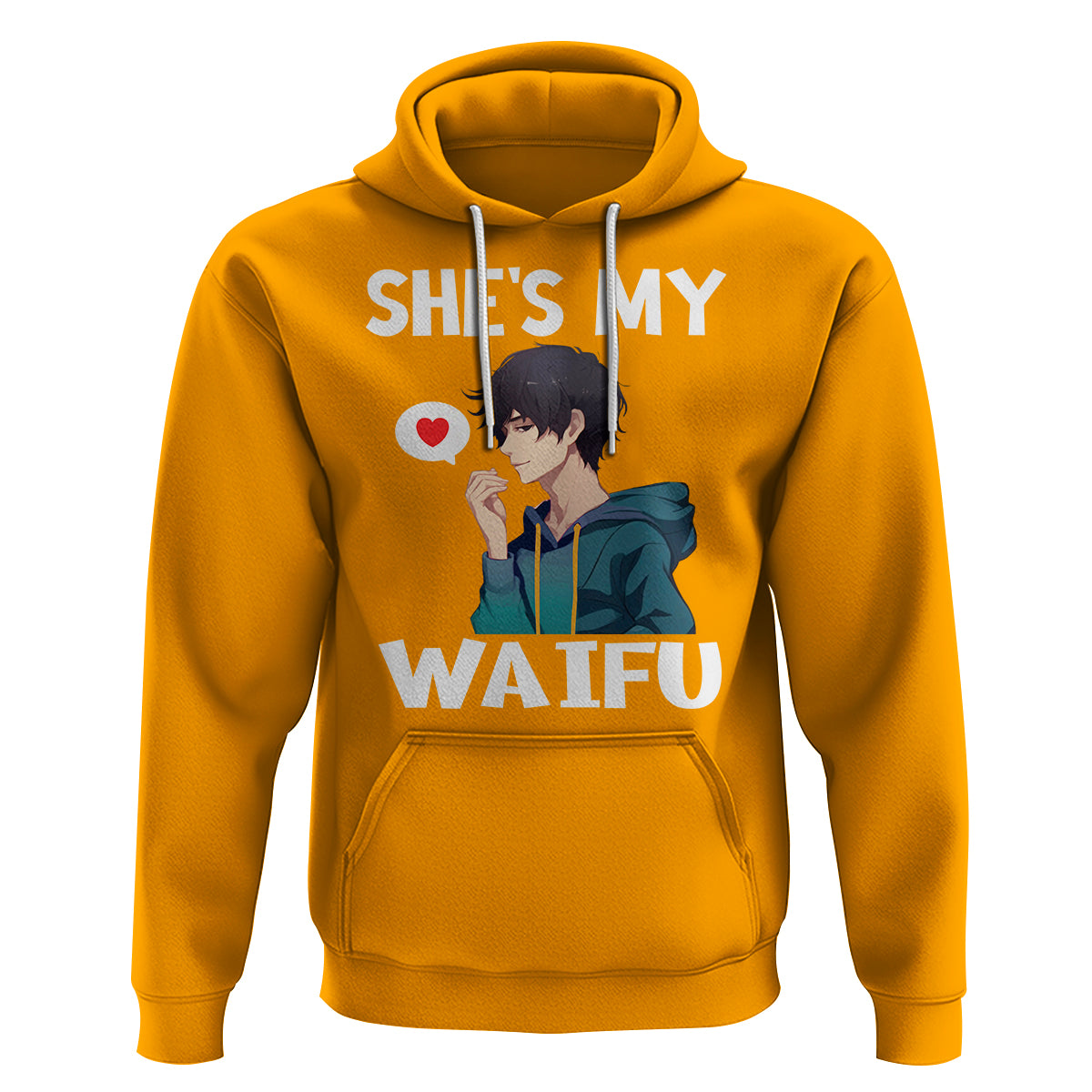 Valentine's Day Couple Matching Hoodie She's My Waifu Funny Anime Boyfriend - Wonder Print Shop