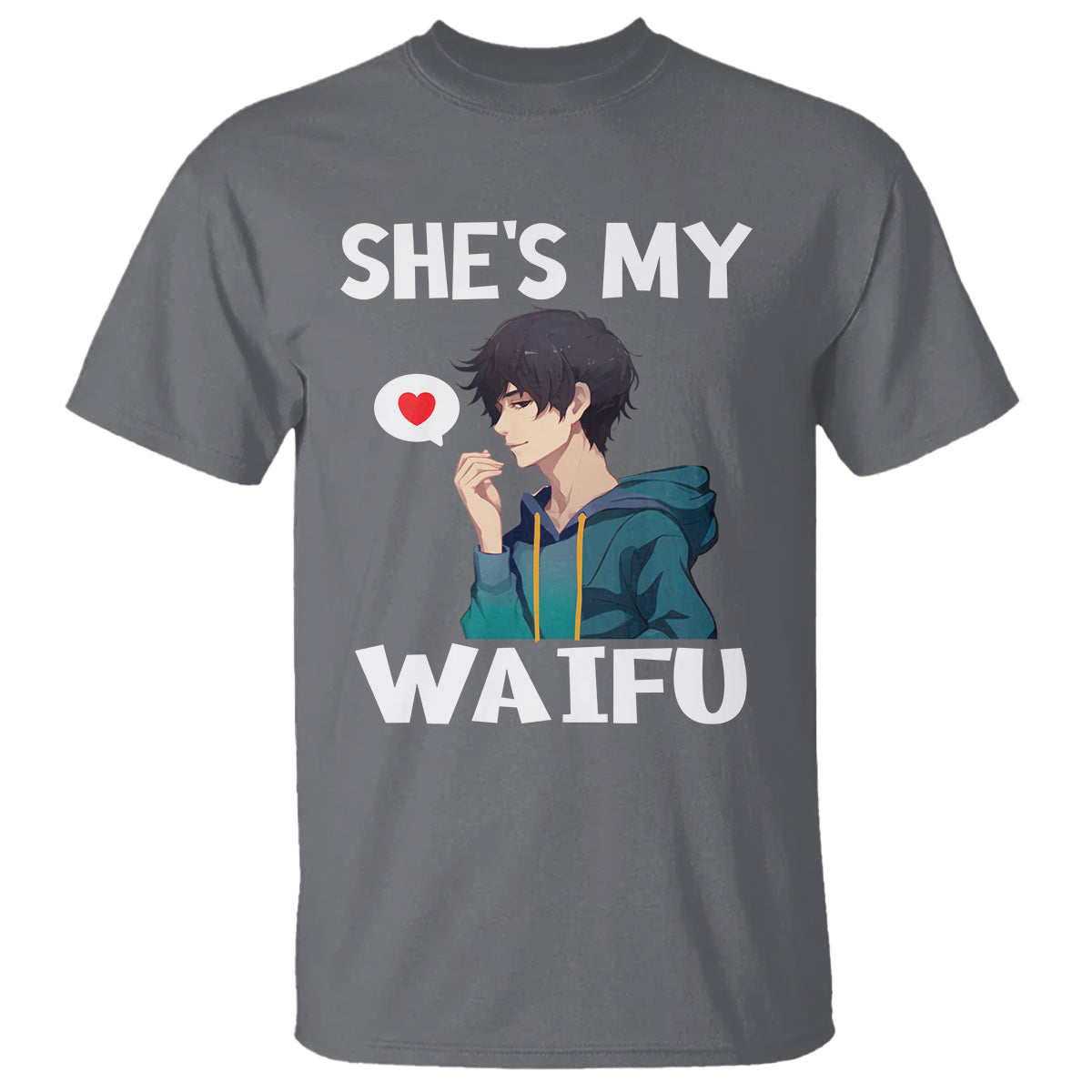 Valentine's Day Couple Matching T Shirt She's My Waifu Funny Anime Boyfriend - Wonder Print Shop