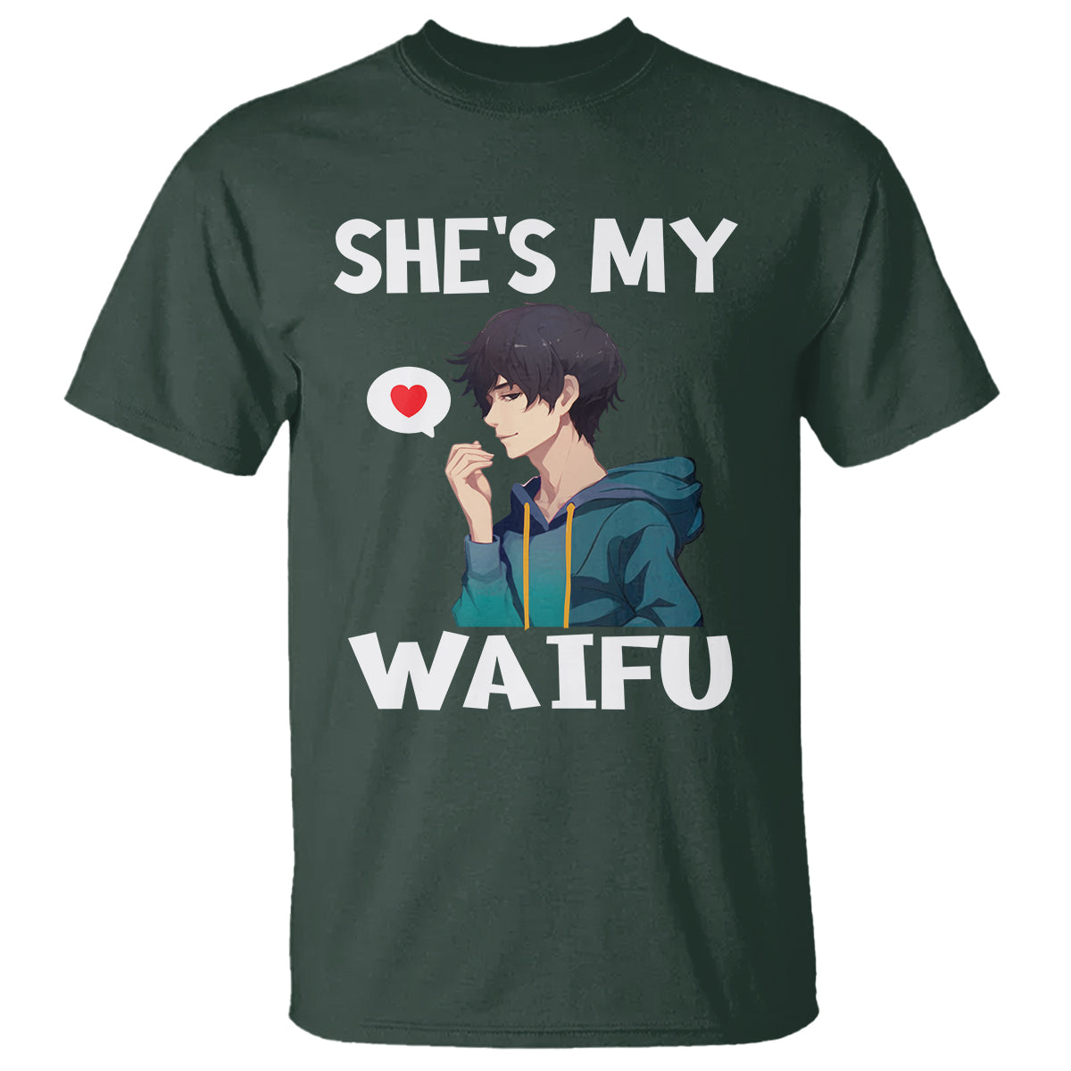 Valentine's Day Couple Matching T Shirt She's My Waifu Funny Anime Boyfriend - Wonder Print Shop