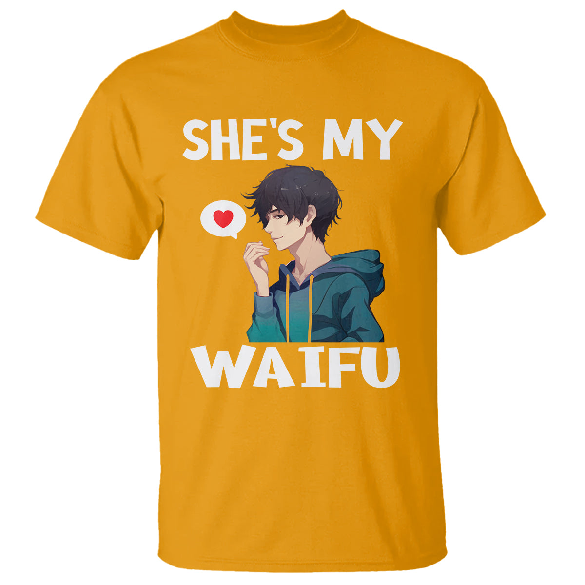 Valentine's Day Couple Matching T Shirt She's My Waifu Funny Anime Boyfriend - Wonder Print Shop