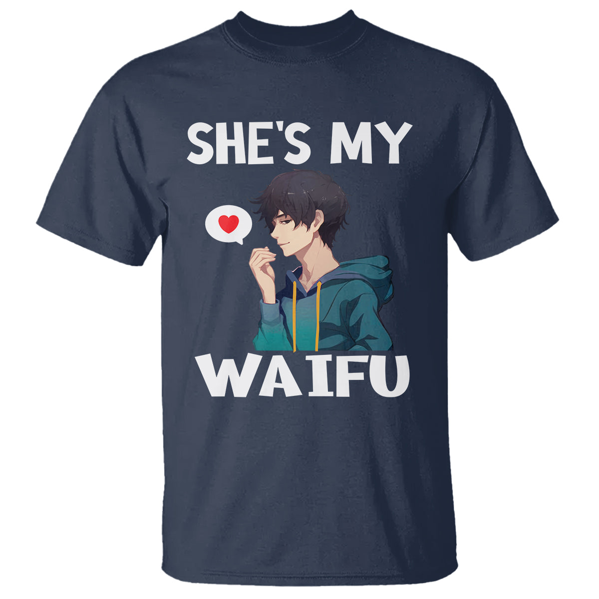 Valentine's Day Couple Matching T Shirt She's My Waifu Funny Anime Boyfriend - Wonder Print Shop