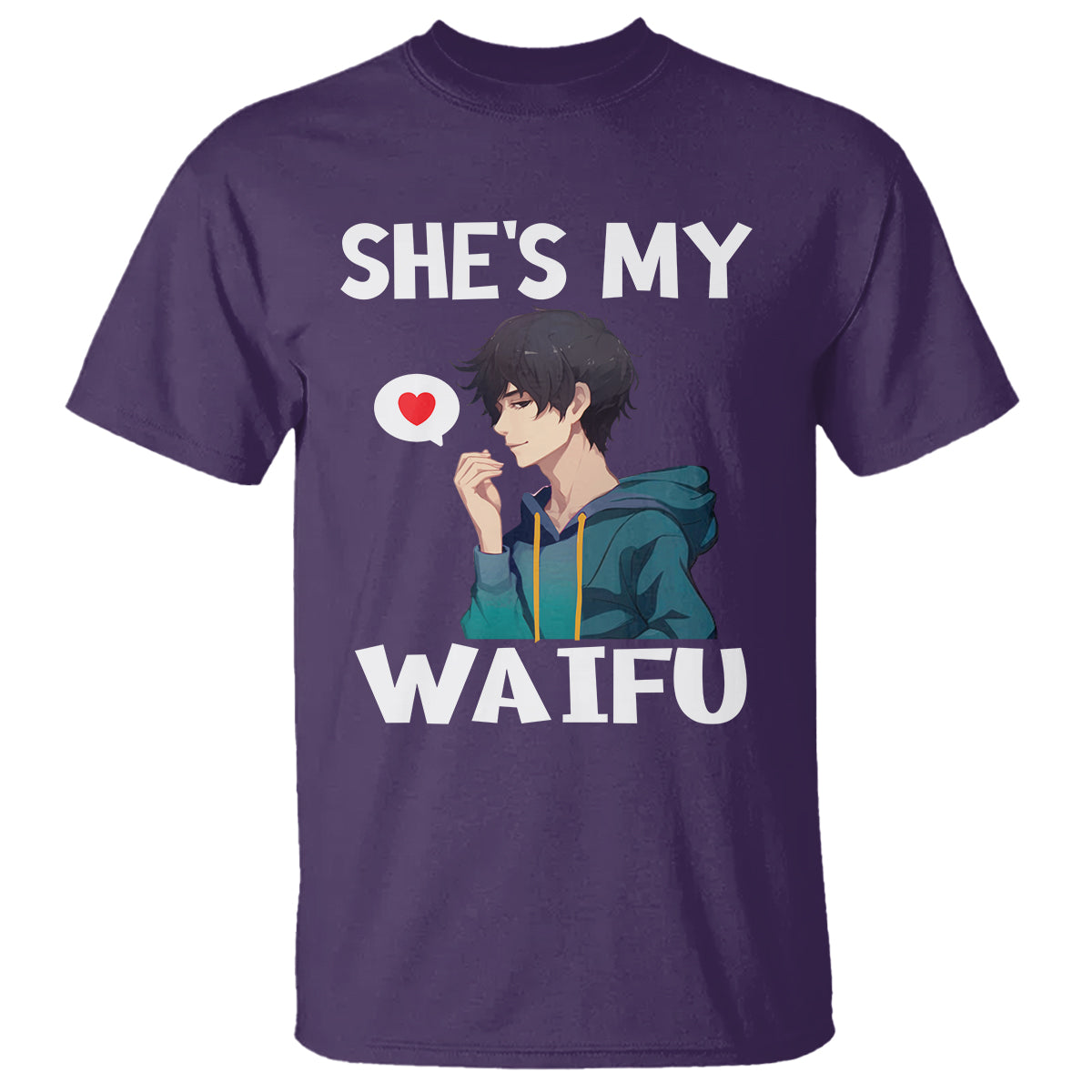Valentine's Day Couple Matching T Shirt She's My Waifu Funny Anime Boyfriend - Wonder Print Shop