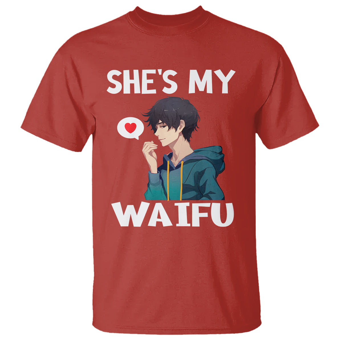 Valentine's Day Couple Matching T Shirt She's My Waifu Funny Anime Boyfriend - Wonder Print Shop