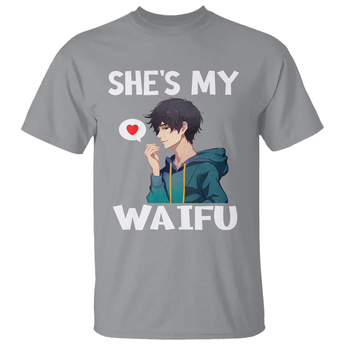 Valentine's Day Couple Matching T Shirt She's My Waifu Funny Anime Boyfriend - Wonder Print Shop