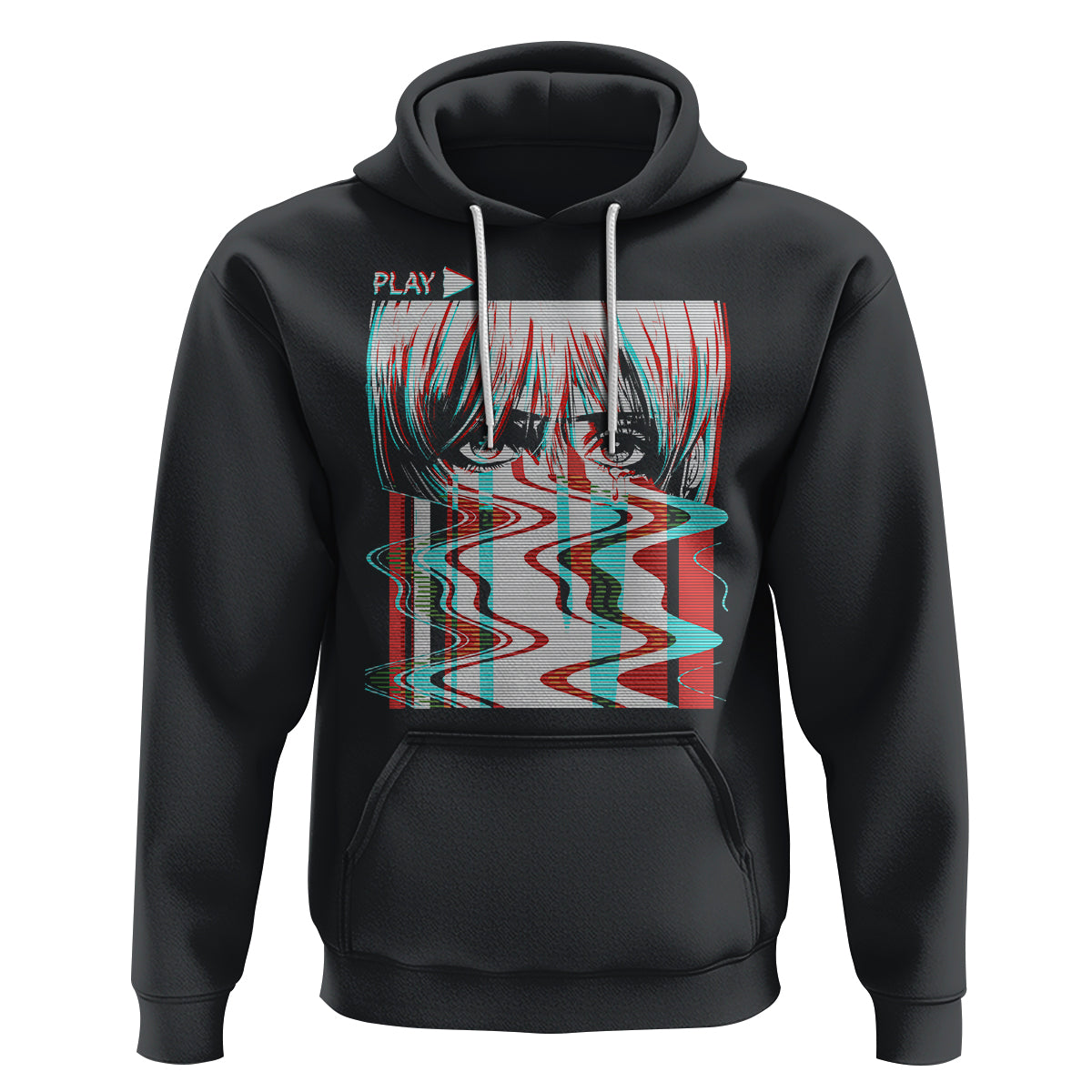 Sad Anime Girl Hoodie Vaporwave Aesthetic Japanese Otaku - Wonder Print Shop