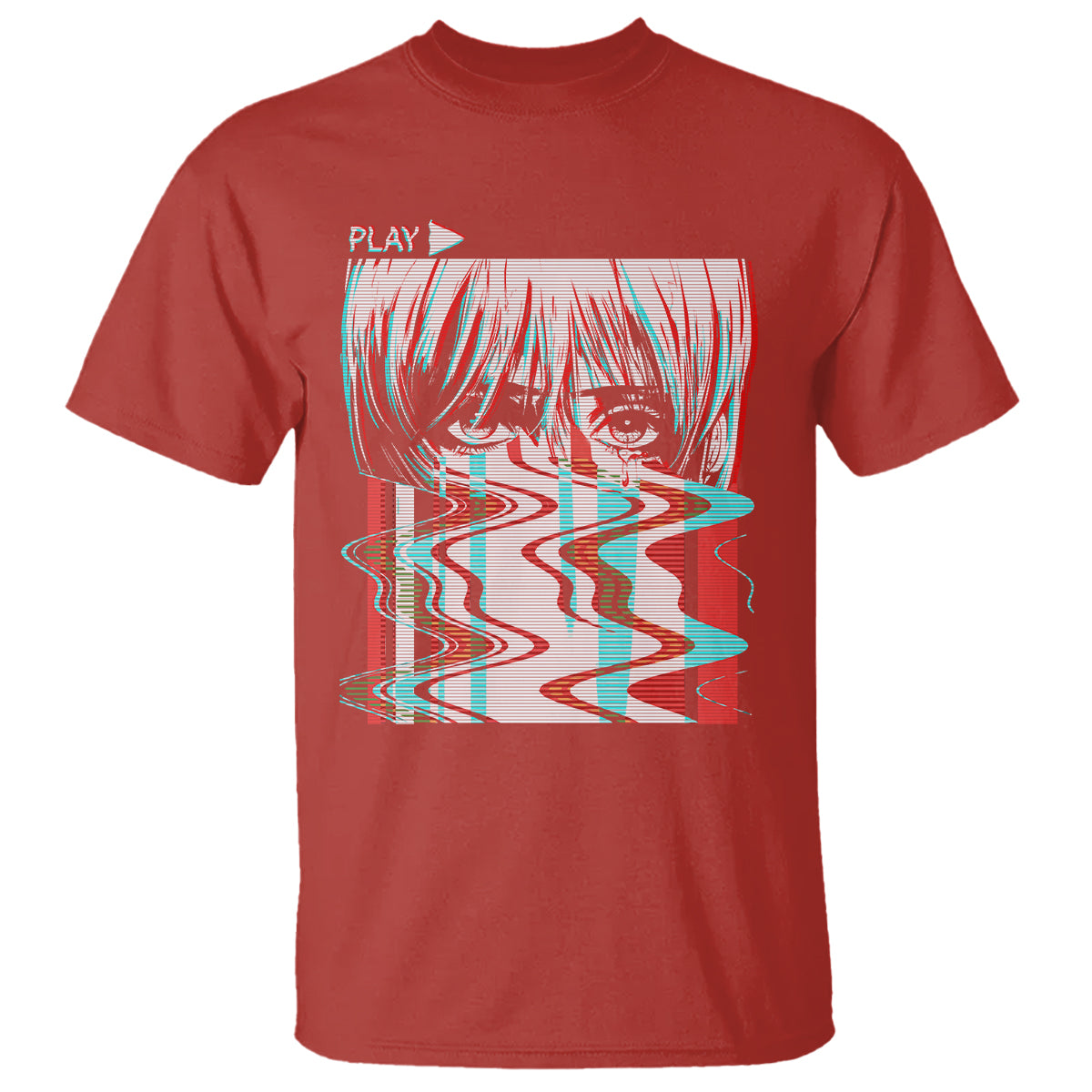 Sad Anime Girl T Shirt Vaporwave Aesthetic Japanese Otaku - Wonder Print Shop
