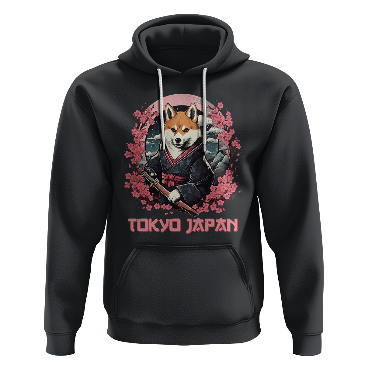 Shiba Inu Hoodie Tokyo Japan Aesthetic Sakura Japanese Cherry Blossoms - Wonder Print Shop