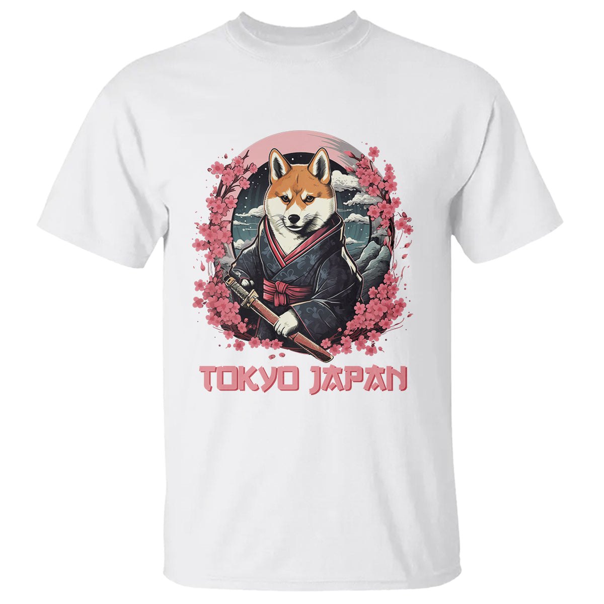 Shiba Inu T Shirt Tokyo Japan Aesthetic Sakura Japanese Cherry Blossoms - Wonder Print Shop