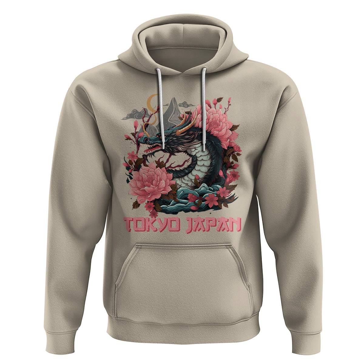 Tokyo Japan Dragon Hoodie Asian Inspired Retro Aesthetic Sakura Japanese Cherry Blossoms - Wonder Print Shop