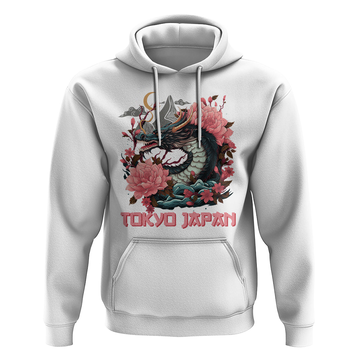 Tokyo Japan Dragon Hoodie Asian Inspired Retro Aesthetic Sakura Japanese Cherry Blossoms - Wonder Print Shop
