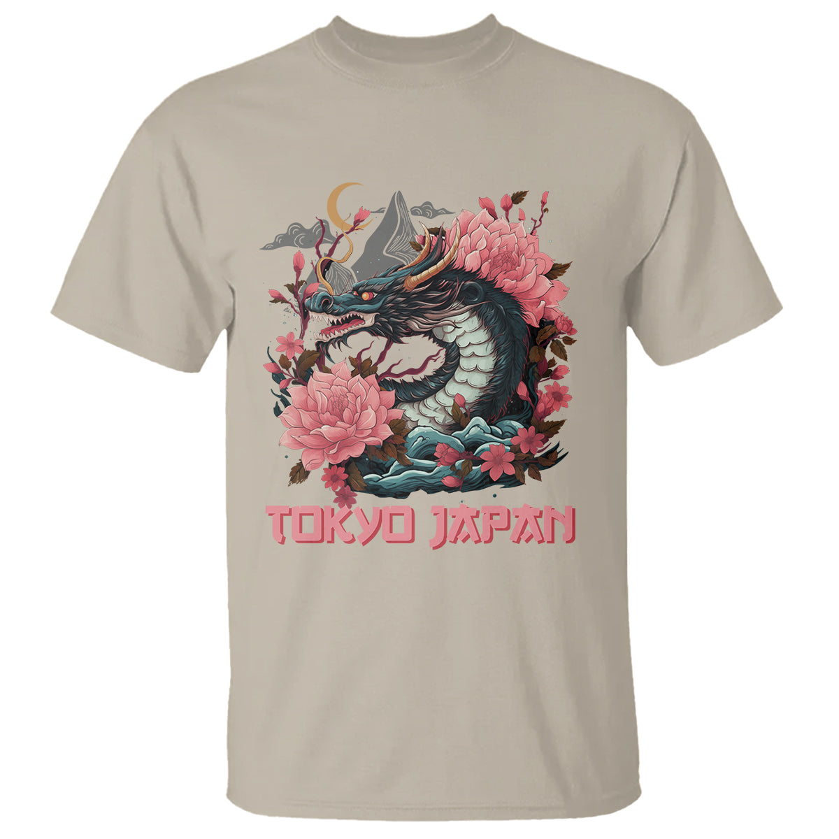 Tokyo Japan Dragon T Shirt Asian Inspired Retro Aesthetic Sakura Japanese Cherry Blossoms - Wonder Print Shop