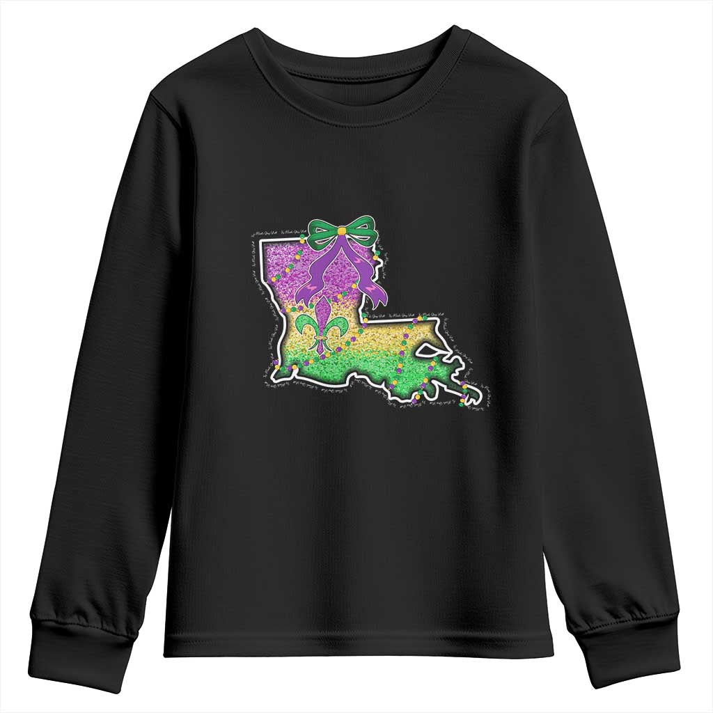 Louisiana Mardi Gras Coquette Youth Sweatshirt