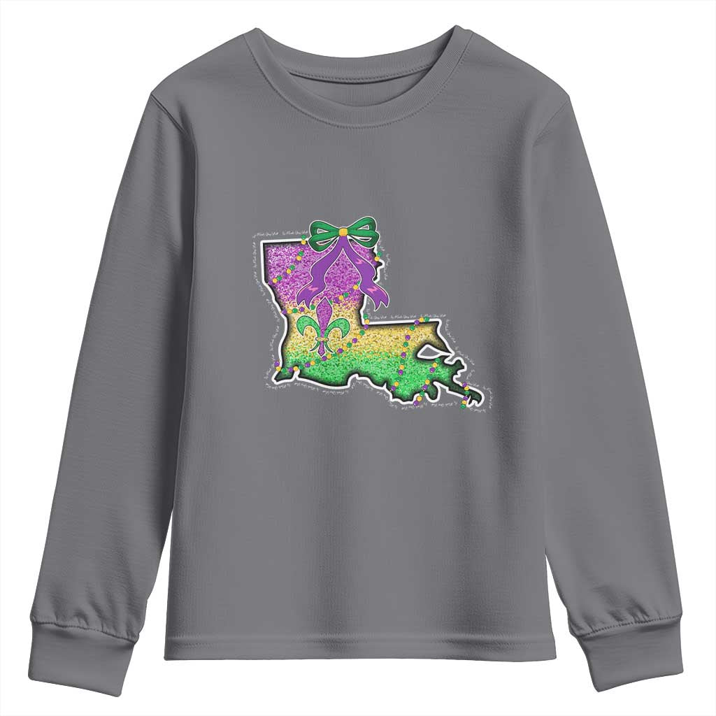 Louisiana Mardi Gras Coquette Youth Sweatshirt