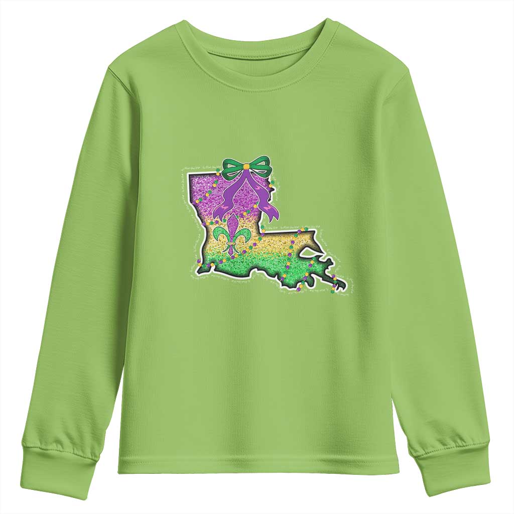 Louisiana Mardi Gras Coquette Youth Sweatshirt