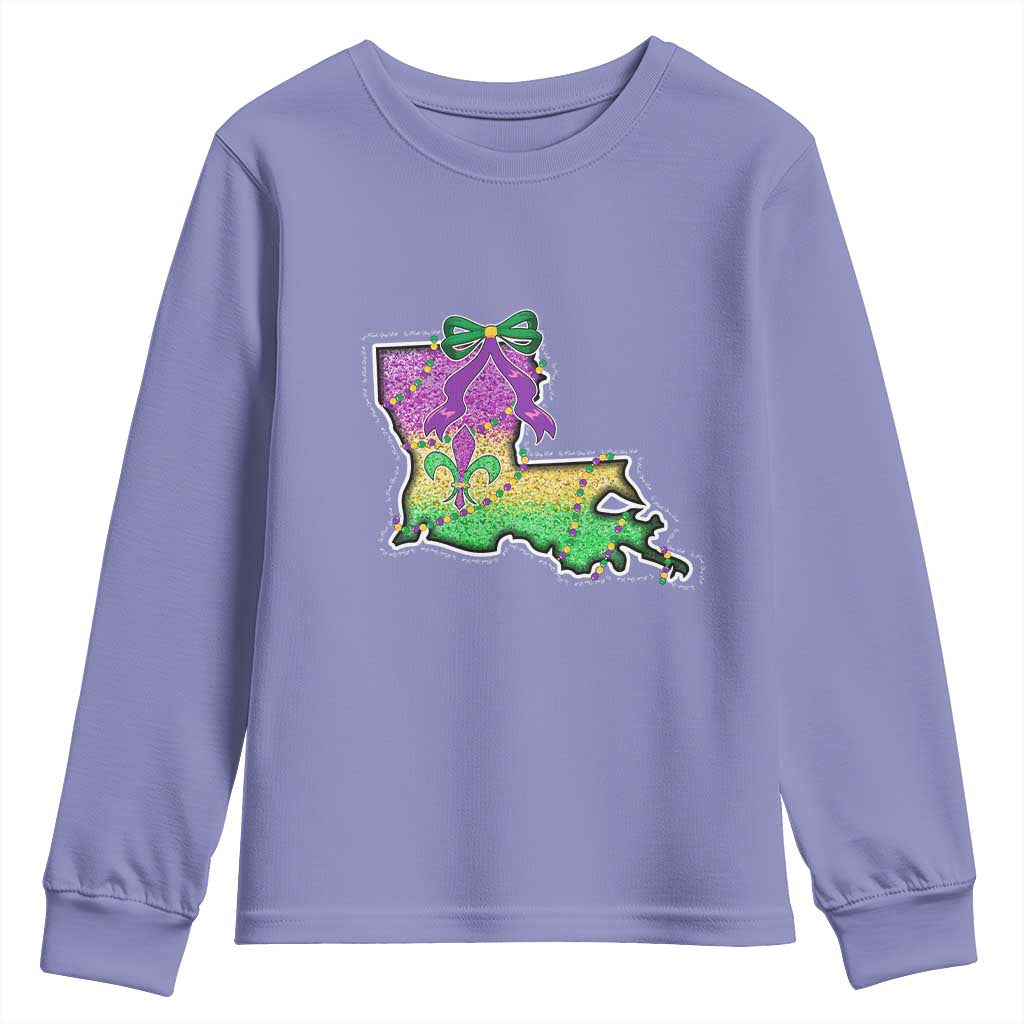 Louisiana Mardi Gras Coquette Youth Sweatshirt