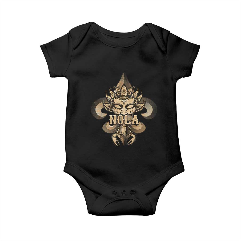 NOLA New Orleans Louisiana Baby Onesie Mardi Gras Mask Fleur De Lis