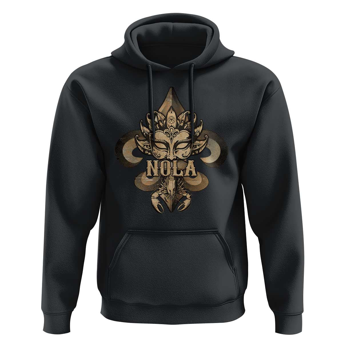 NOLA New Orleans Louisiana Hoodie Mardi Gras Mask Fleur De Lis