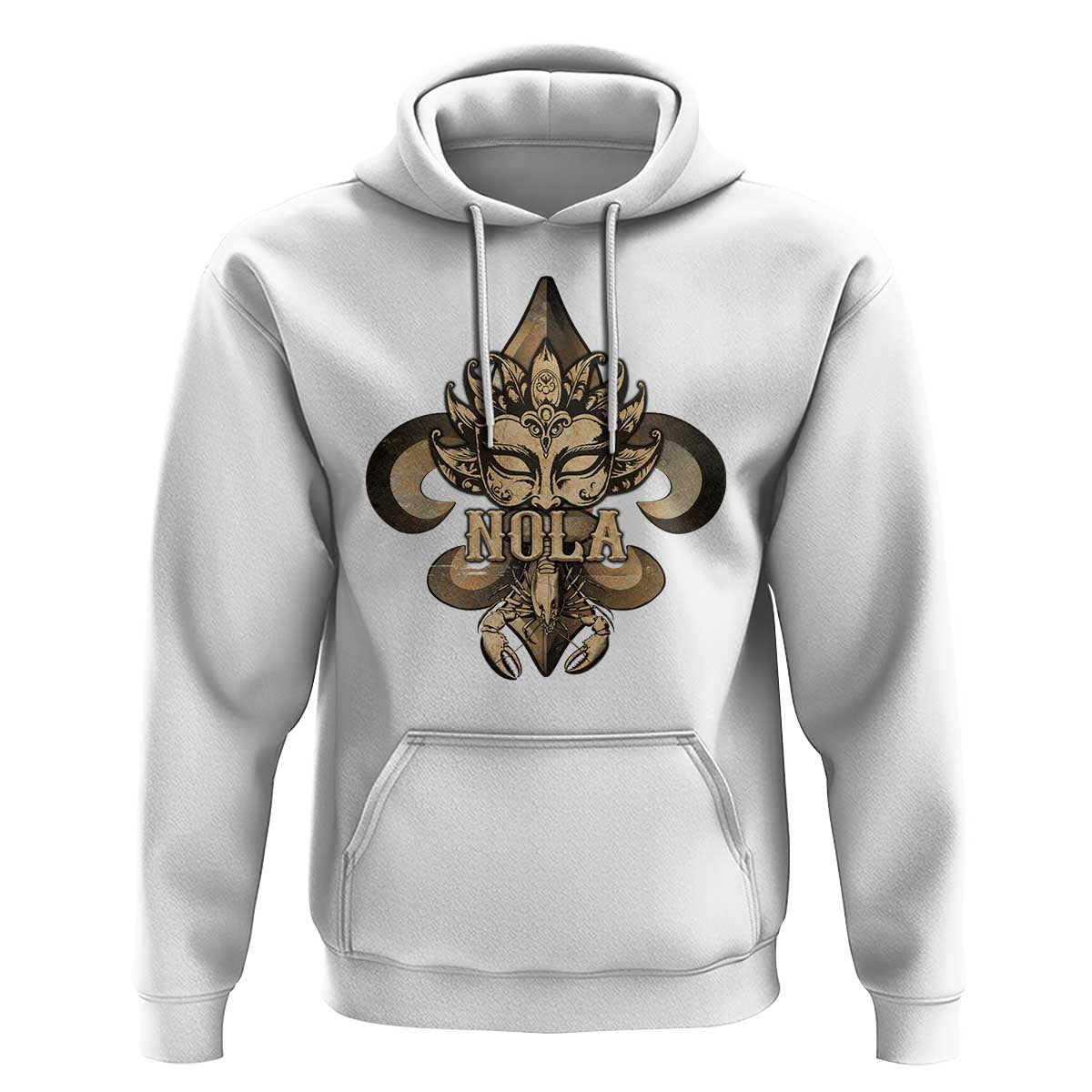 NOLA New Orleans Louisiana Hoodie Mardi Gras Mask Fleur De Lis