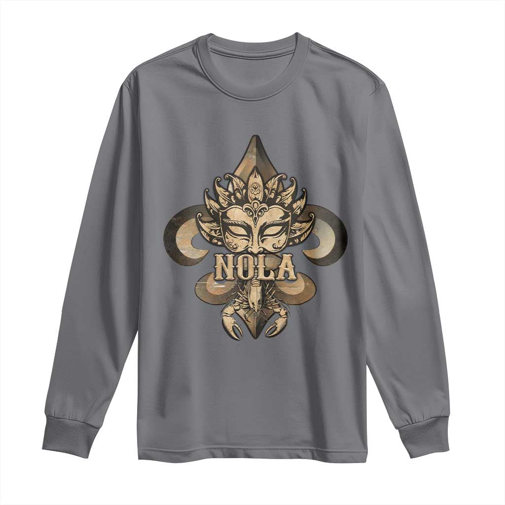 NOLA New Orleans Louisiana Long Sleeve Shirt Mardi Gras Mask Fleur De Lis