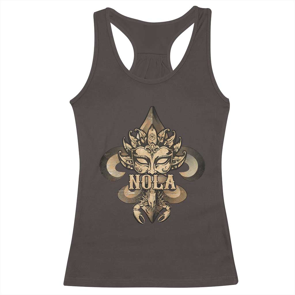 NOLA New Orleans Louisiana Racerback Tank Top Mardi Gras Mask Fleur De Lis