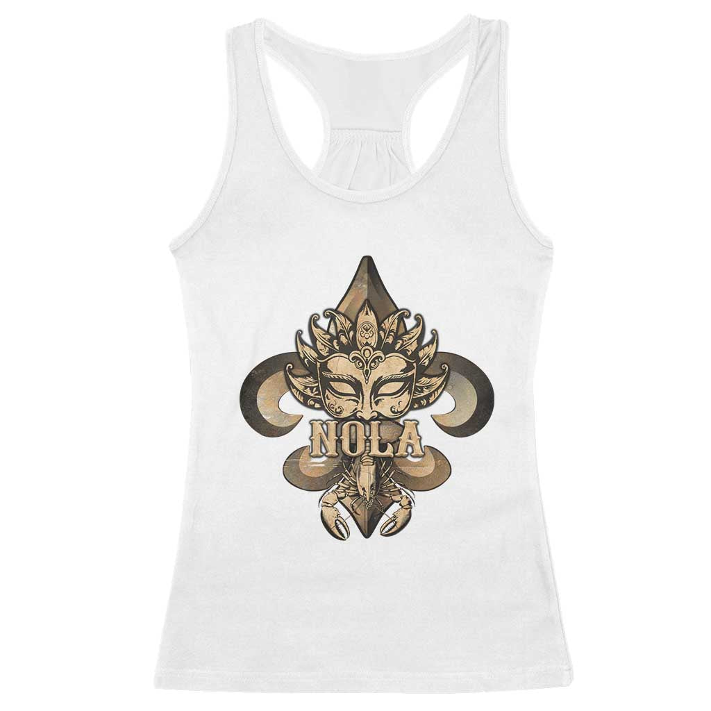 NOLA New Orleans Louisiana Racerback Tank Top Mardi Gras Mask Fleur De Lis