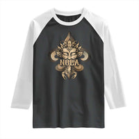 NOLA New Orleans Louisiana Raglan Shirt Mardi Gras Mask Fleur De Lis