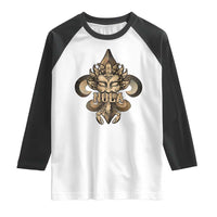 NOLA New Orleans Louisiana Raglan Shirt Mardi Gras Mask Fleur De Lis