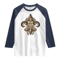 NOLA New Orleans Louisiana Raglan Shirt Mardi Gras Mask Fleur De Lis