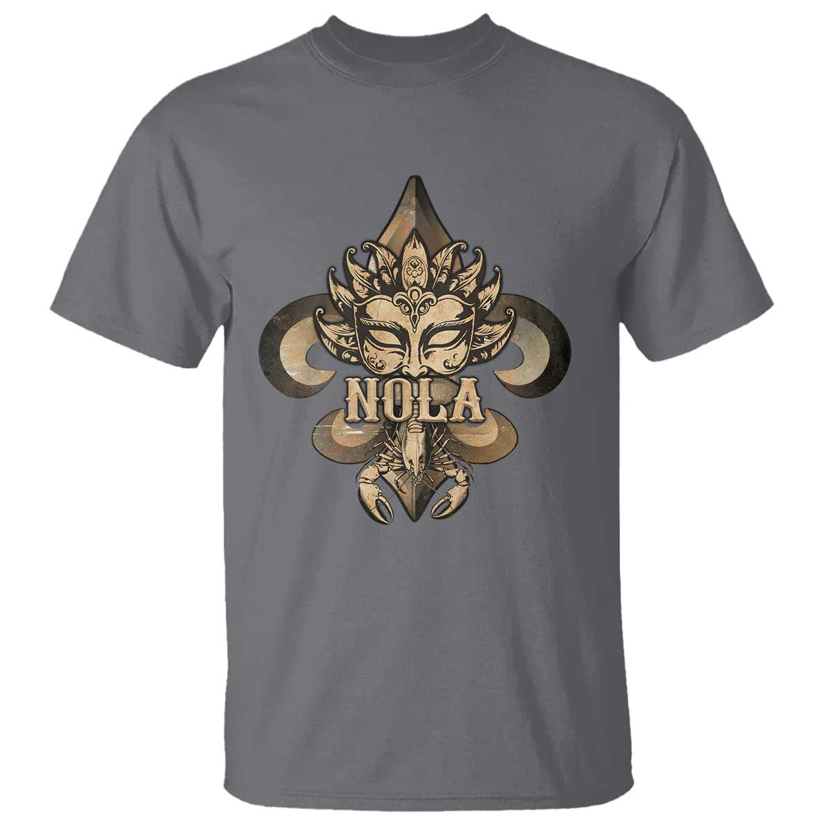 NOLA New Orleans Louisiana T Shirt Mardi Gras Mask Fleur De Lis