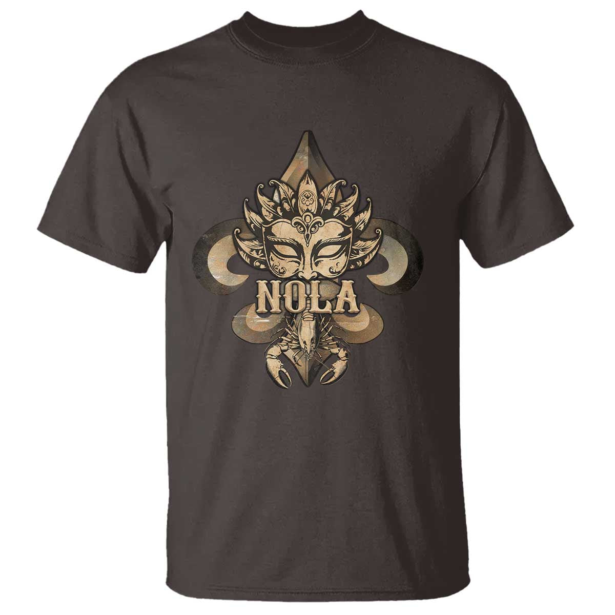 NOLA New Orleans Louisiana T Shirt Mardi Gras Mask Fleur De Lis