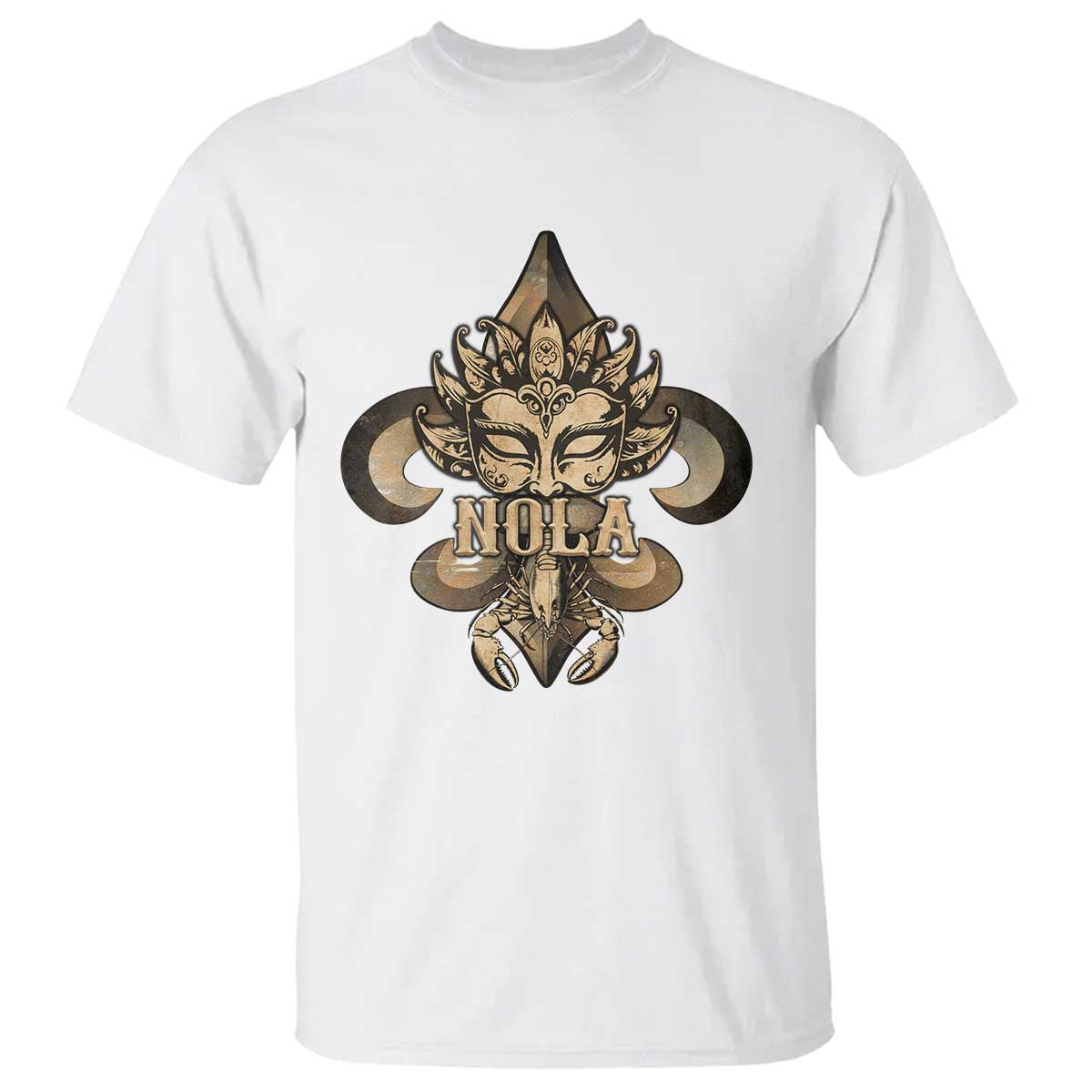 NOLA New Orleans Louisiana T Shirt Mardi Gras Mask Fleur De Lis