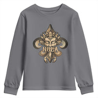 NOLA New Orleans Louisiana Youth Sweatshirt Mardi Gras Mask Fleur De Lis