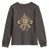 NOLA New Orleans Louisiana Youth Sweatshirt Mardi Gras Mask Fleur De Lis