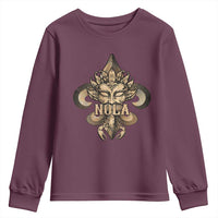 NOLA New Orleans Louisiana Youth Sweatshirt Mardi Gras Mask Fleur De Lis