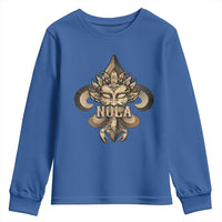 NOLA New Orleans Louisiana Youth Sweatshirt Mardi Gras Mask Fleur De Lis