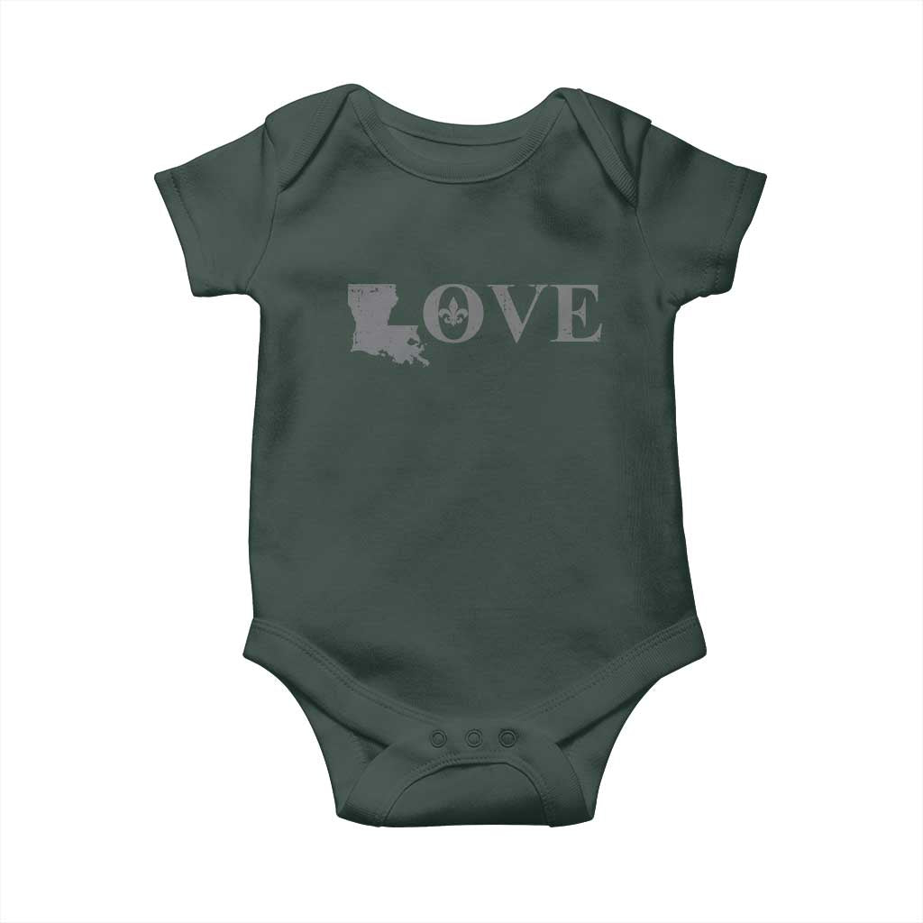 LOVE Louisiana Baby Onesie Fleur De Lis LA Map