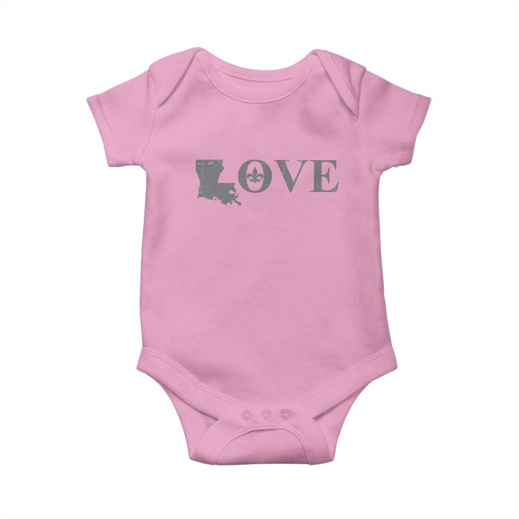 LOVE Louisiana Baby Onesie Fleur De Lis LA Map