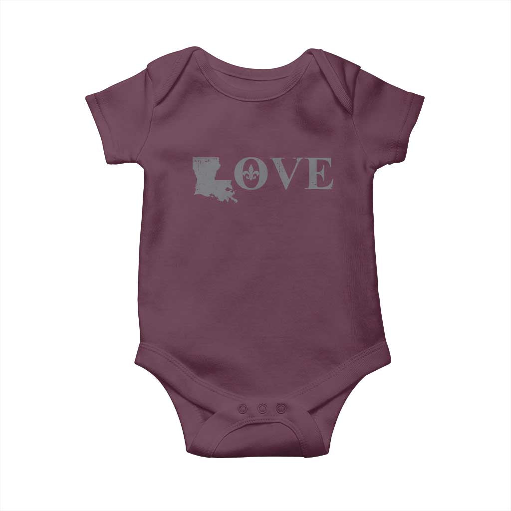 LOVE Louisiana Baby Onesie Fleur De Lis LA Map